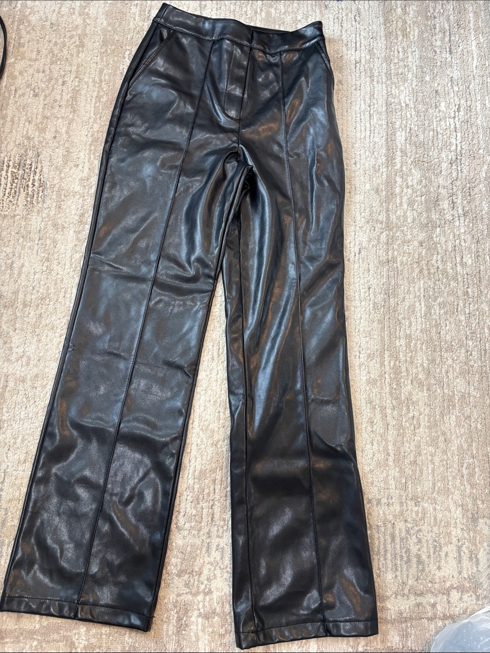 ASOS Black Faux Leather Straight-Leg Jeans